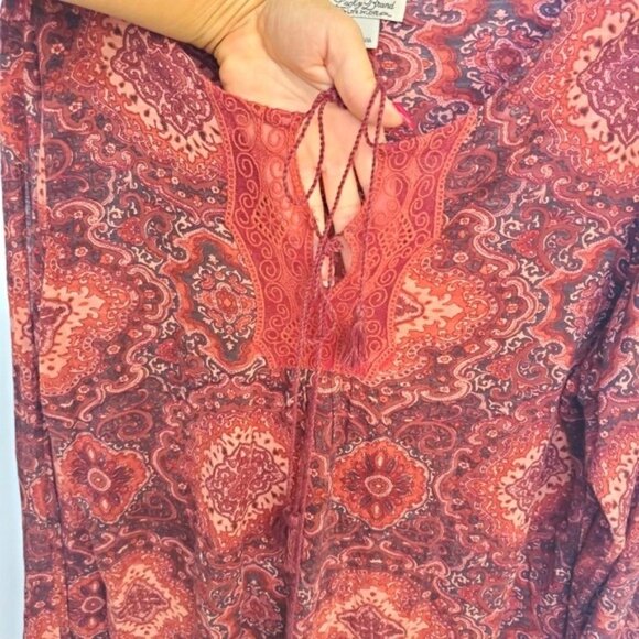 Lucky Peasant Boho Blouse Lace Tassels Large - Picture 3 of 13